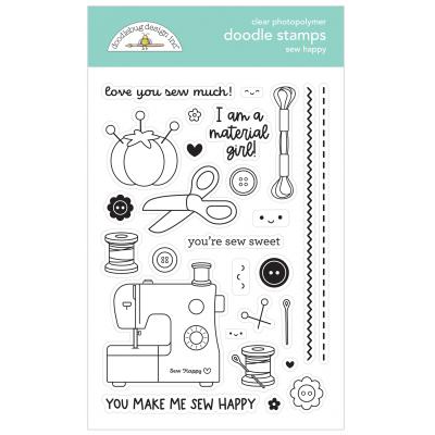 Doodlebug Cute & Crafty Clear Stamps - Sew Happy